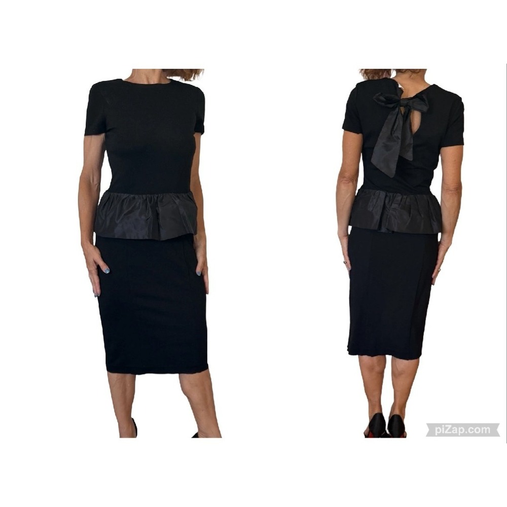 Blugirl Bluemarine Sheath Dress Peplum Corporate Goth 90's Minimalist Chic 42 6